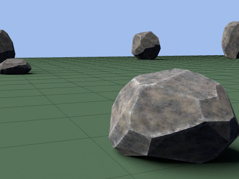 Pack of 8 Low-Poly Stones 3D Model