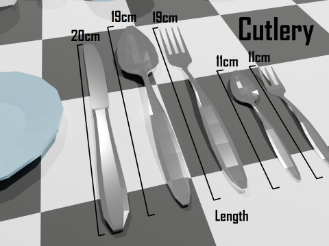 Set of Low-Poly Dishes Modello 3D