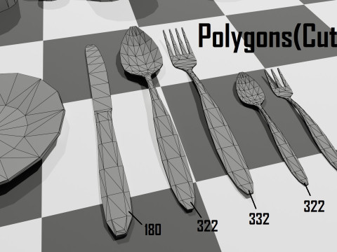 Set of Low-Poly Dishes Modello 3D