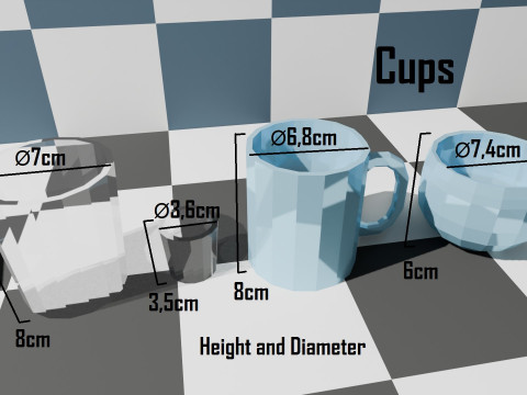 Set of Low-Poly Dishes Modello 3D