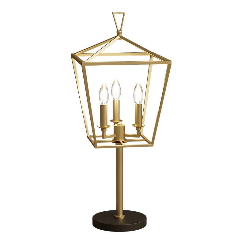 Black Iron Three Light Bedside Table Lamp Model 3D .c4d .max .obj .3ds .fbx .stl .blend