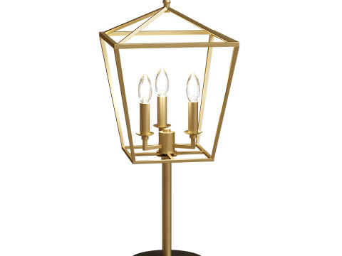 Black Iron Three Light Bedside Table Lamp Model 3D