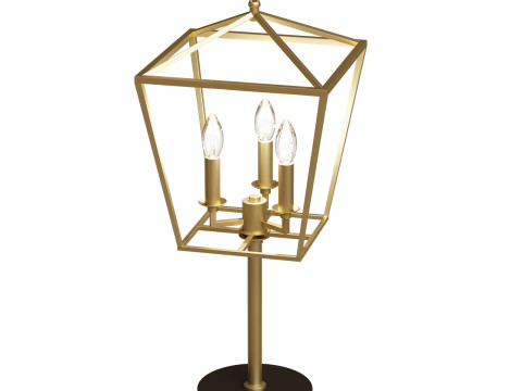 Black Iron Three Light Bedside Table Lamp Model 3D