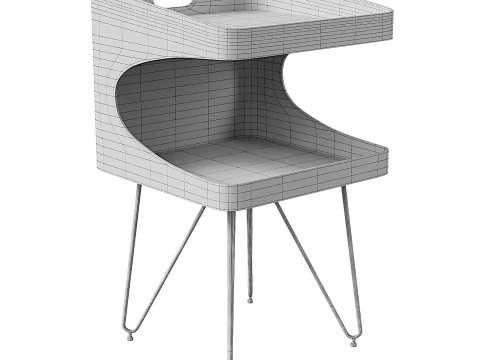 Shelves and Handle Bedside Table 3D Model