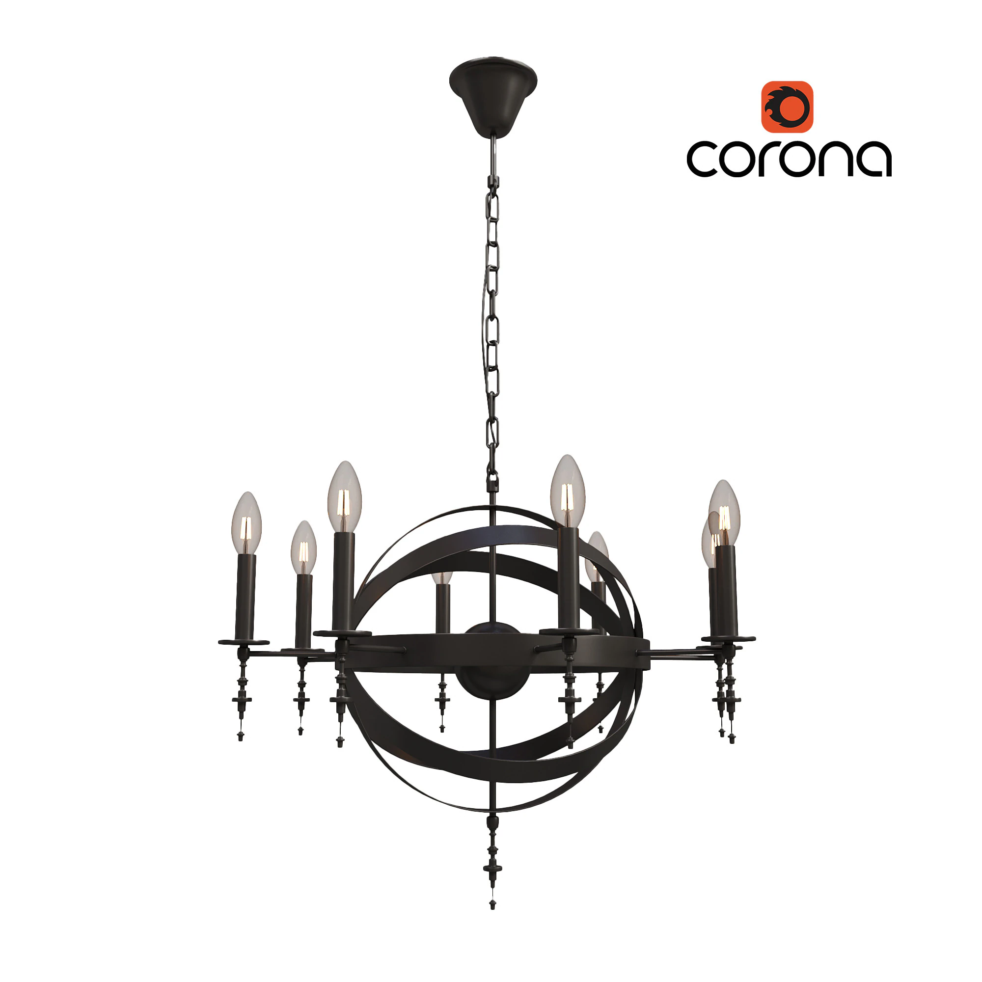 Chandelier Lussole LOFT 3D Model .c4d .max .obj .3ds .fbx .stl .blend 