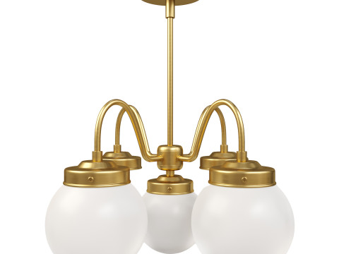 Satin Globe - Brass Chandelier 3Dモデル