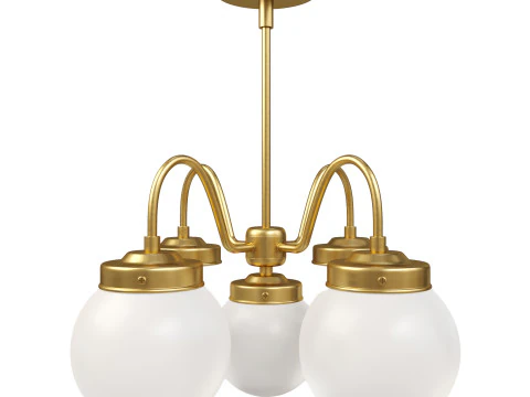 Satijnen Globe - Messing Kroonluchter 3D Model