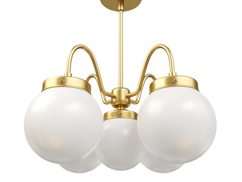 Satin Globe - Brass Chandelier Model 3D