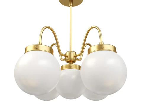 Satin Globe - Brass Chandelier 3D Model
