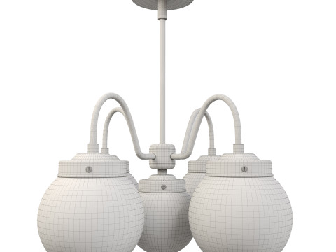 Satin Globe - Brass Chandelier Model 3D