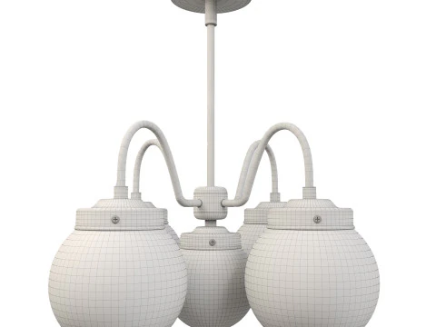 Satin Globe - Brass Chandelier 3D Model