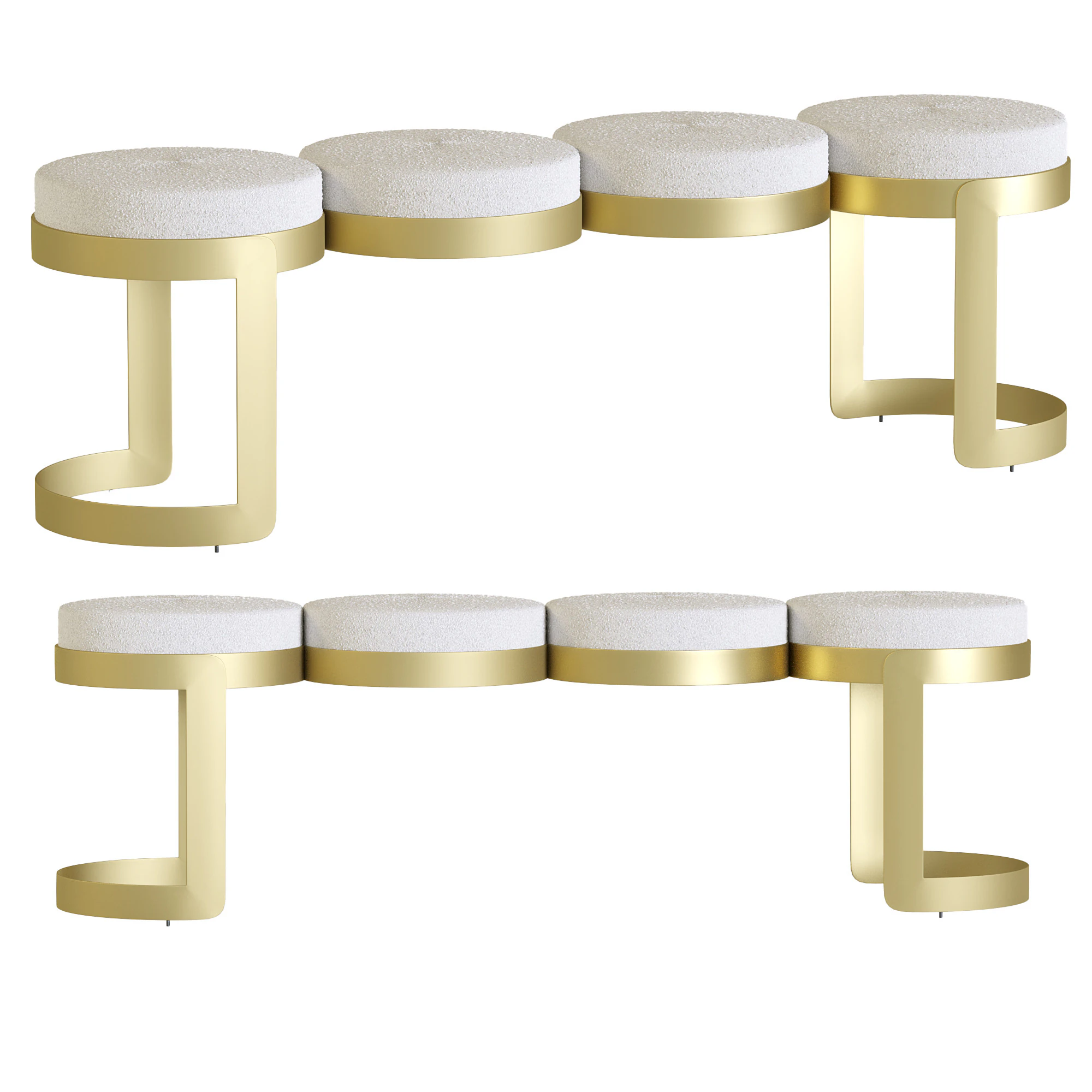 Sofa Bench Leola Brass 3D Model .c4d .max .obj .3ds .fbx .stl .blend 