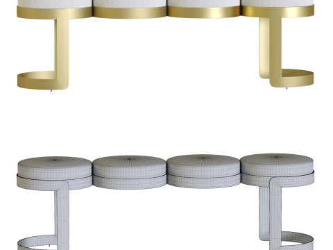 Sofa Bench Leola Brass 3Dモデル