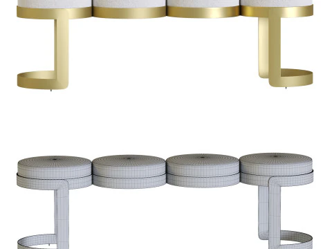 Sofa Bench Leola Brass 3D Model