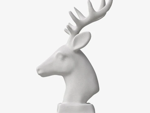 Sculpture Ceramic Deer Head 3D Model