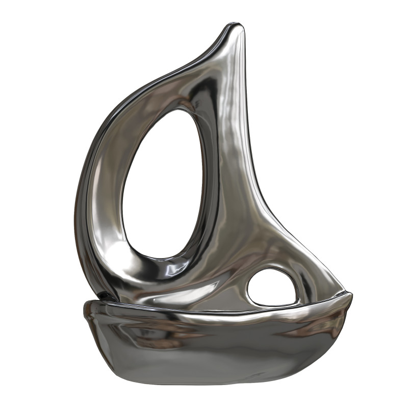 Silver Chrome Ceramic Sailboat 3Dモデル .c4d .max .obj .3ds .fbx .stl .blend