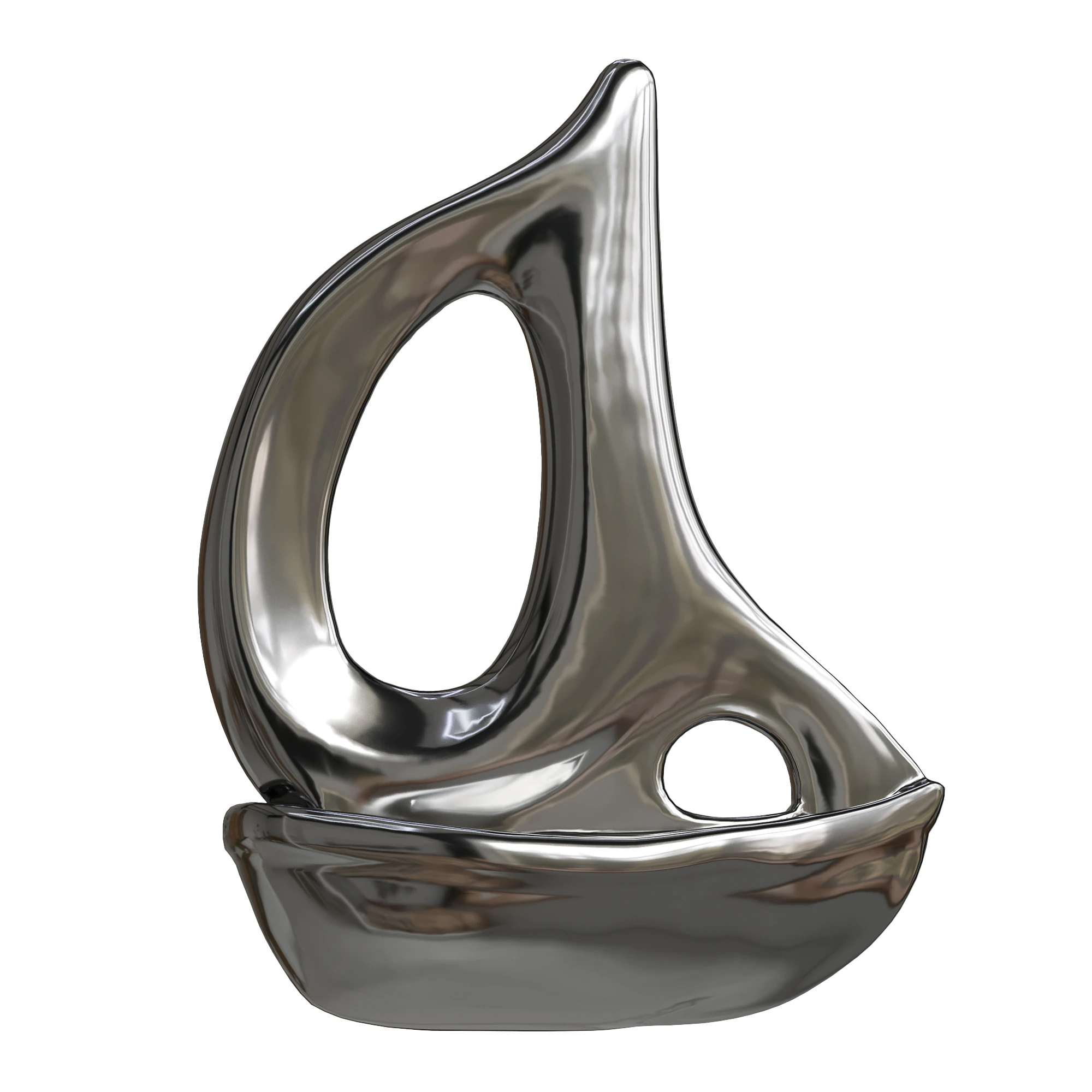 Silver Chrome Ceramic Sailboat 3D Model .c4d .max .obj .3ds .fbx .stl .blend 