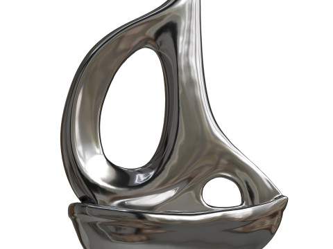 Silver Chrome Ceramic Sailboat 3D Model