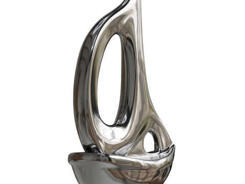 Silver Chrome Ceramic Sailboat 3Dモデル