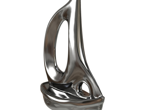 Silver Chrome Ceramic Sailboat 3Dモデル