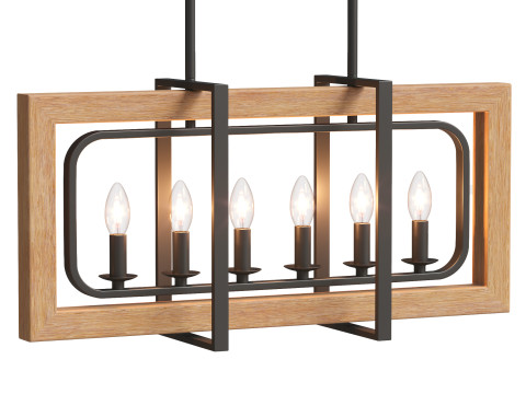 Sydney 6 Light Large Wood Chandelier Modello 3D