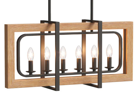 シドニー 6 ライト ラージ ウッド シャンデリア 3Dモデル