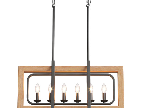 Sydney 6 Light Large Wood Chandelier Model 3D