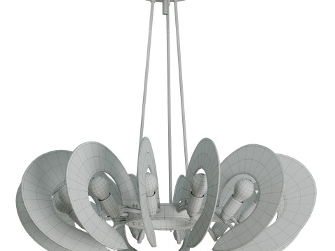 Moderne Smoke Blue Glass Panel Chandelier 3D Model