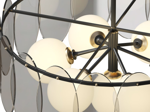 Sphere Copper Glass 7 Light Chandelier 3D Модель