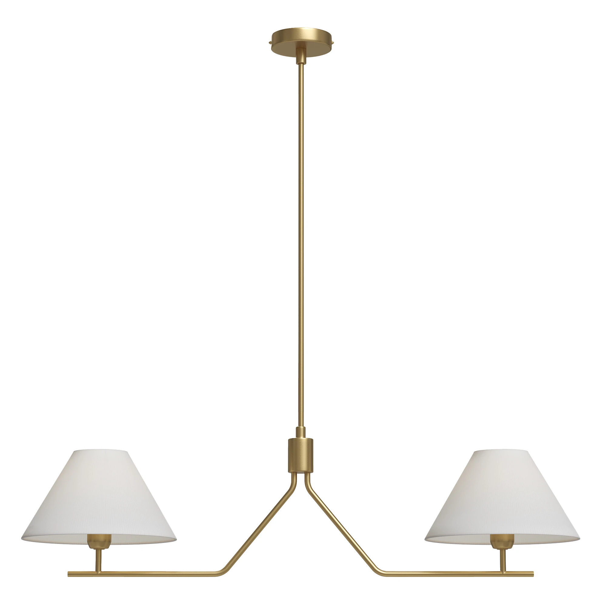 Brass Metal Empire Shade 2 Light Chandelier 3D Model .c4d .max .obj .3ds .fbx .stl .blend 