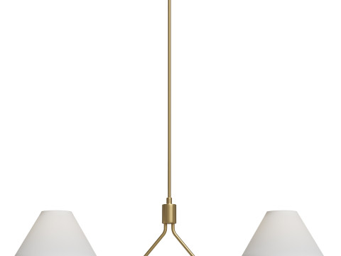 Brass Metal Empire Shade 2 Light Chandelier Model 3D