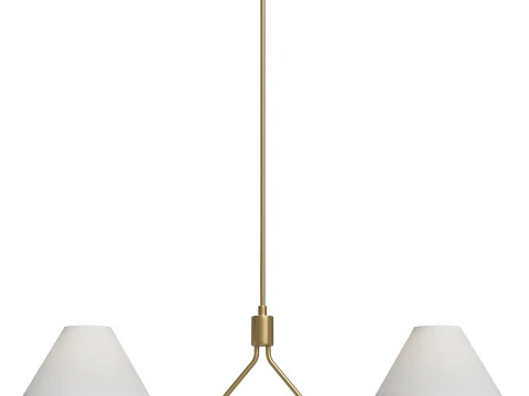 Lampadario a 2 luci con paralume impero in metallo e ottone Modello 3D
