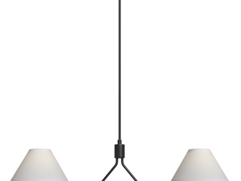 Brass Metal Empire Shade 2 Light Chandelier Model 3D