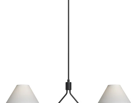 Brass Metal Empire Shade 2 Light Chandelier 3D Model