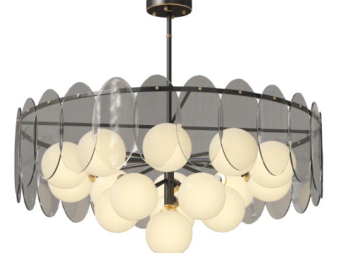 Світлова люстра Sphere Copper Glass 16 3D Модель