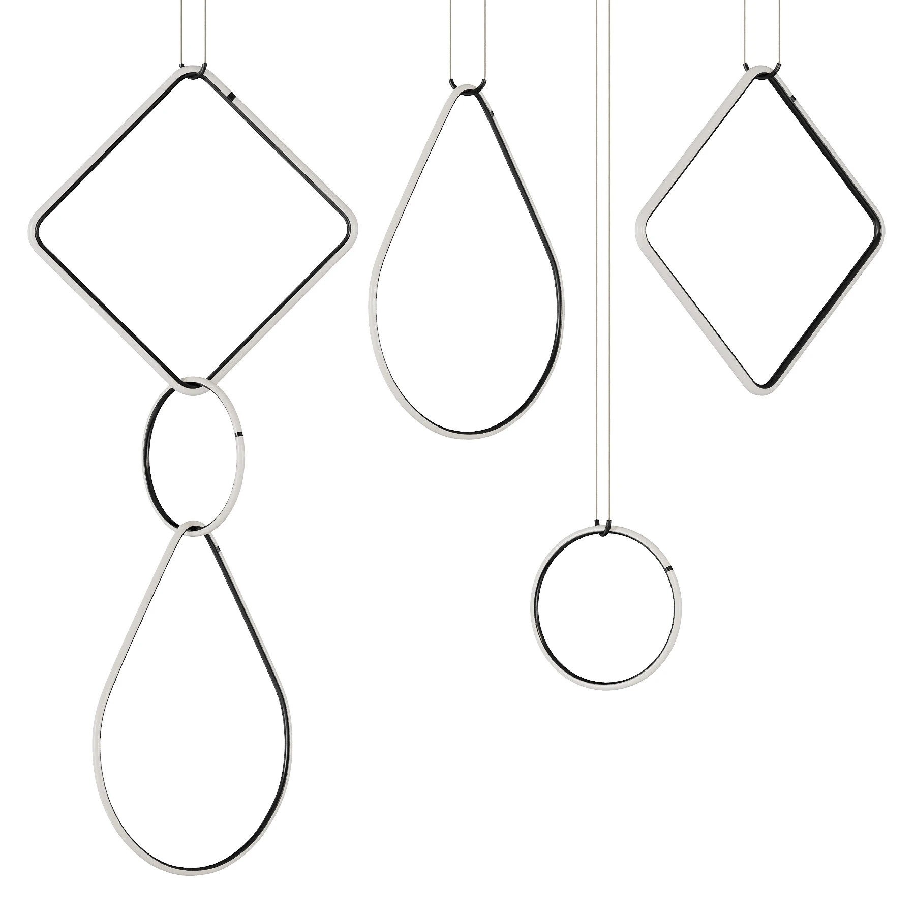 Arrangements Square Large Three Element Pendant 3D Model .c4d .max .obj .3ds .fbx .stl .blend