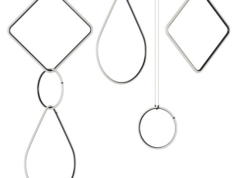 排列方形大号三元素吊坠 3D 模型