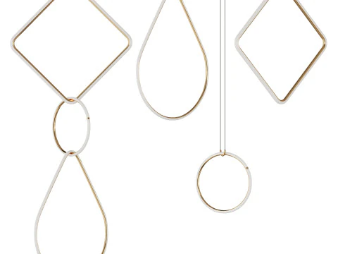 Arrangements Square Large Three Element Pendant 3D Model