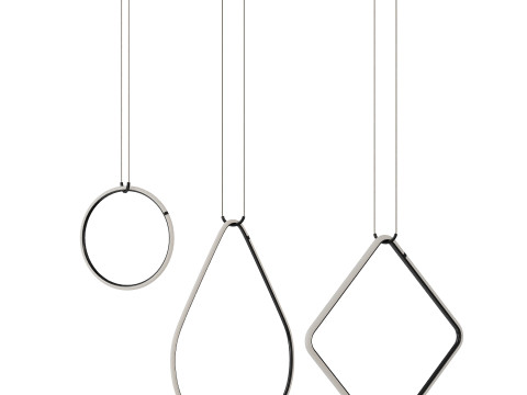 排列方形大号三元素吊坠 3D 模型