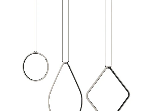 Arrangements Square Large Three Element Pendant 3D Model