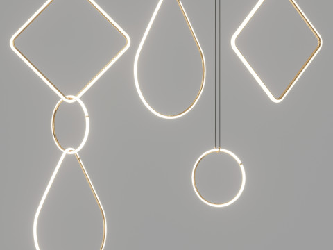 排列方形大号三元素吊坠 3D 模型