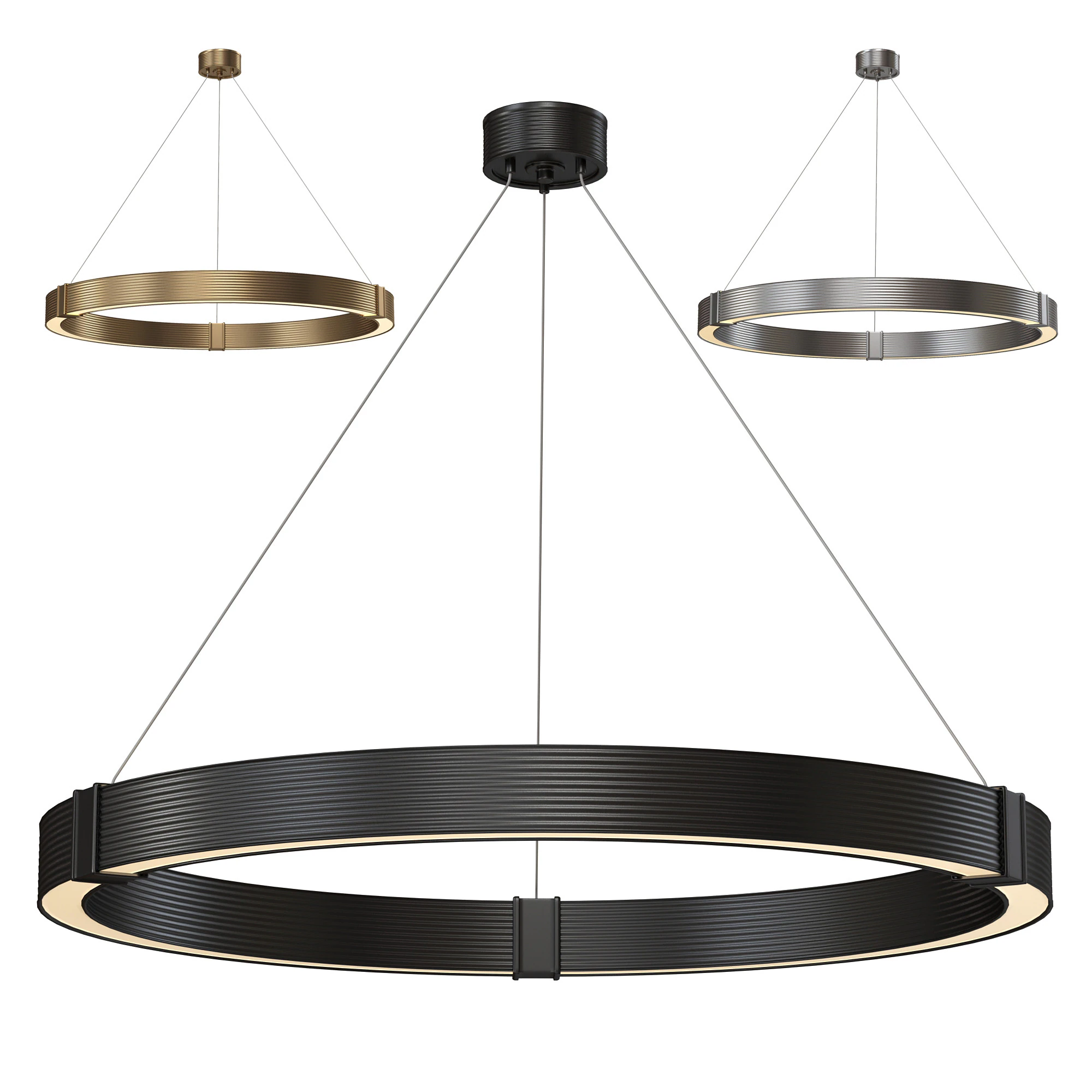 Hughes LED Chandelier 3D Model .c4d .max .obj .3ds .fbx .stl .blend 