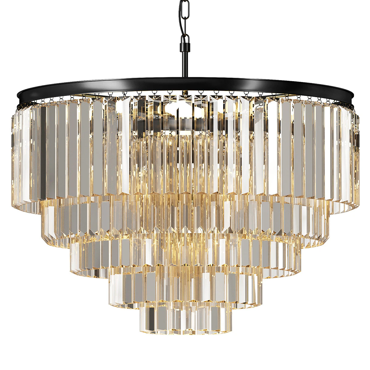 WOMO Tiered Crystal Prism Chandelier 3D Model .c4d .max .obj .3ds .fbx .stl .blend