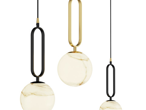 雪花石膏球吊灯 3D 模型