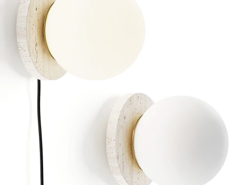 Malachi Glass and Travertine Wall Lamp 3D Model