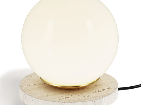 Lampa stołowa Malachi z matowego szkła i trawertynu Model 3D