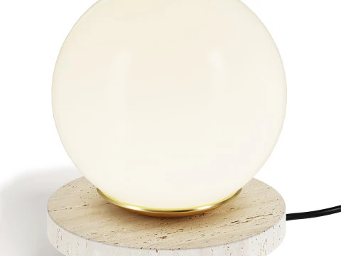 すりガラスとトラバーチンのマラキ テーブル ランプ 3Dモデル