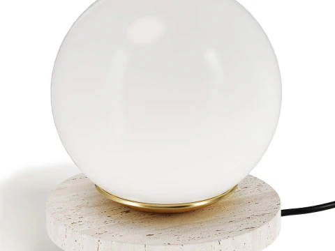 Malachi Table lamp in frosted glass and travertine 3D Model