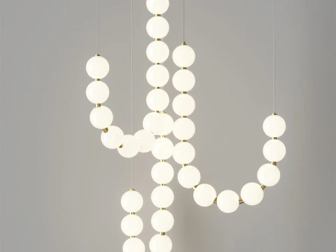 WOMO Pearl Brass Globe Chandelier 3D Model