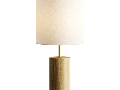 L&aacute;mpara de mesa moderna con columna de madera Adesso Modelo 3D